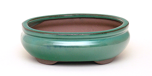 6 Inch Green Oval Bonsai Pot #BP06-GROV