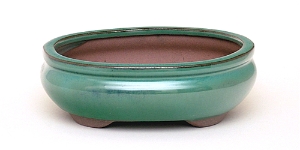 6 Inch Green Oval Bonsai Pot 