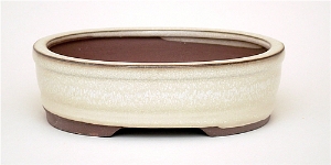 6 Inch White Oval Bonsai Pot 