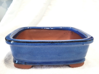 8 Inch Blue Rectangle Bonsai Pot 
