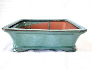 8 Inch Green Rectangle Bonsai Pot 