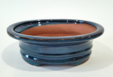 7 Inch Blue Oval Bonsai Pot 