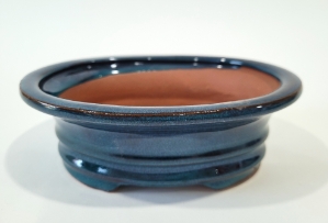 7 Inch Blue Oval Bonsai Pot 