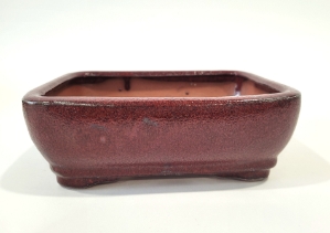 7 Inch Red Rectangle Bonsai Pot 